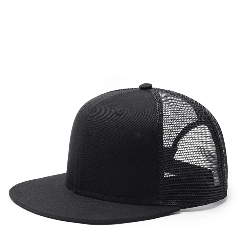 Adult Solid Color Mesh Hip Hop Snapback Cap