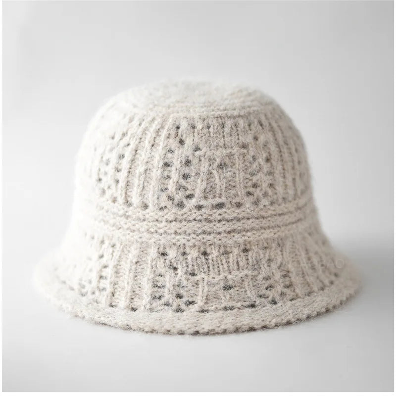Hollow Knit Winter Bucket Hat