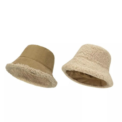 Corduroy Lambswool Reversible Winter Bucket Hat
