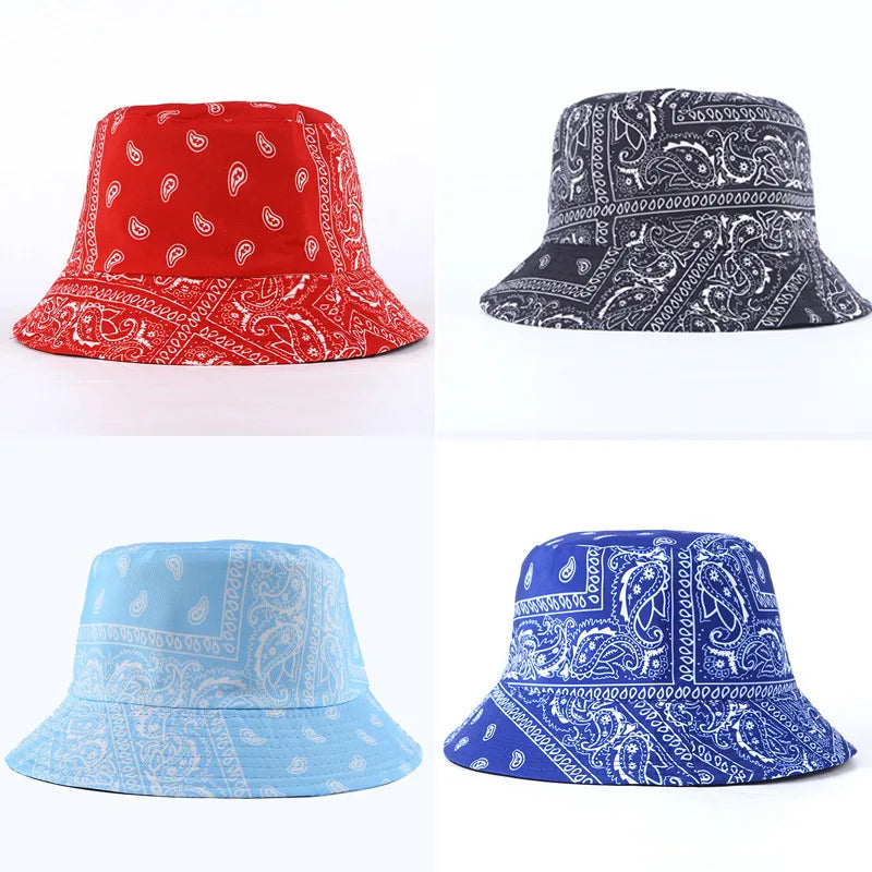 Womens Paisley Reversible Bandana Bucket Hat