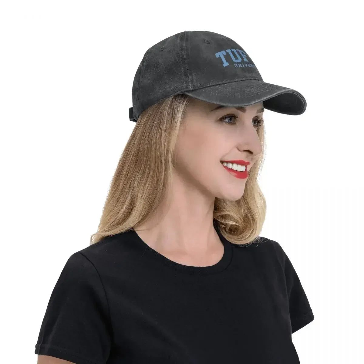 Tufts College Font Washed Denim Baseball Cap