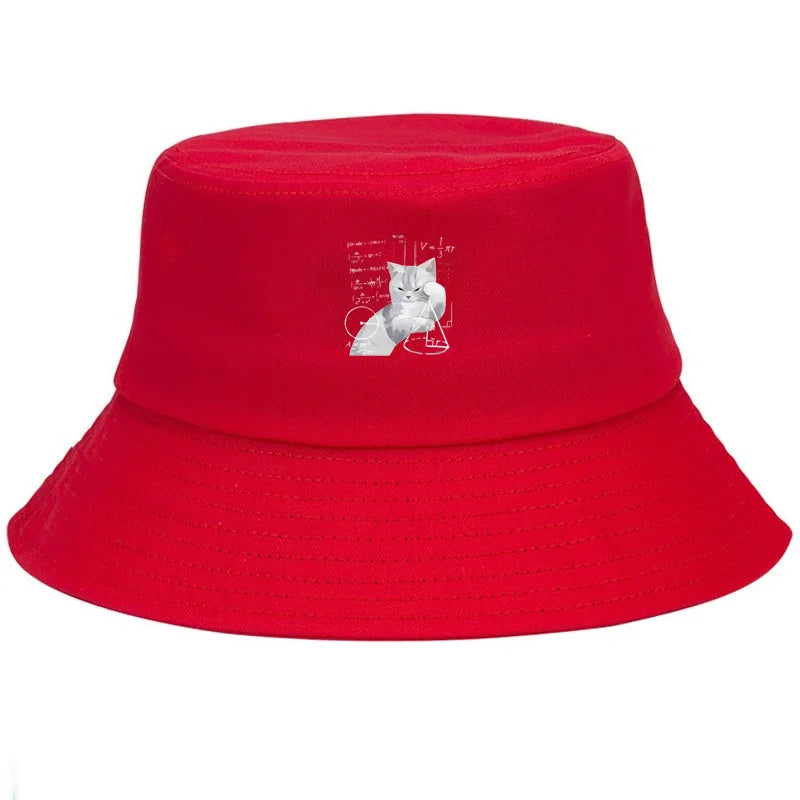 Contemplative Kitten Wide Brim Breathable Beach Bucket Hat