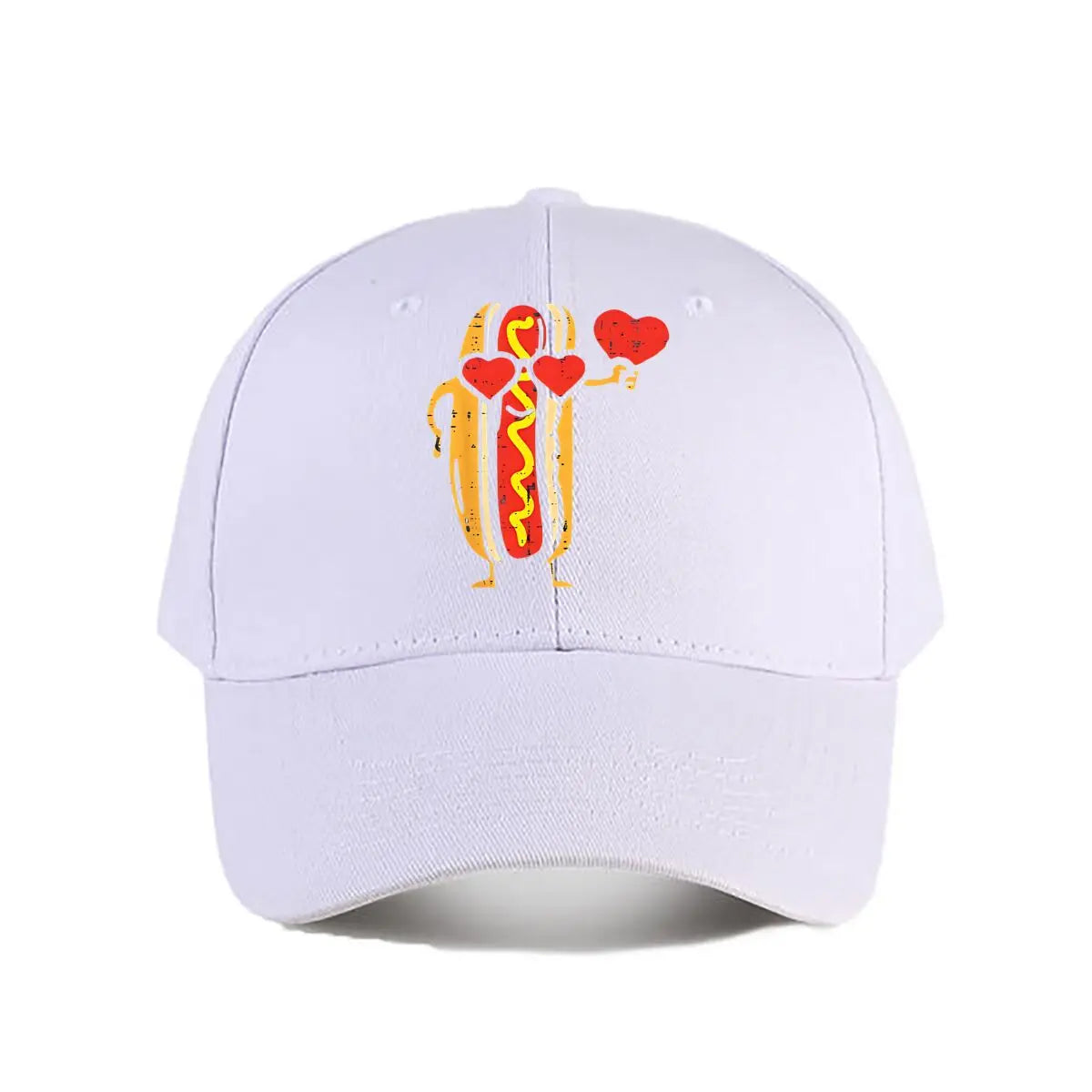 Distressed Hot Dog Heart Valentine Baseball Cap
