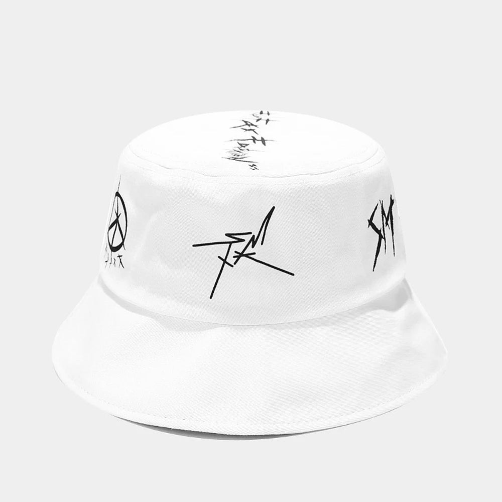 Summer Patchwork Graffiti Cotton Bucket Hat
