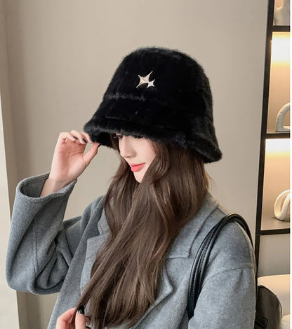 Korean Lamb Faux Fur Winter Bucket Hat