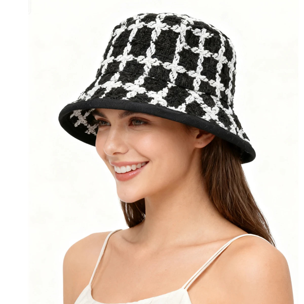 Plaid Knitted Winter Fisherman Hat