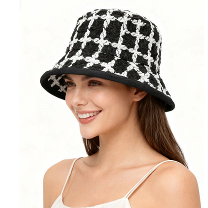 Plaid Knitted Winter Fisherman Hat