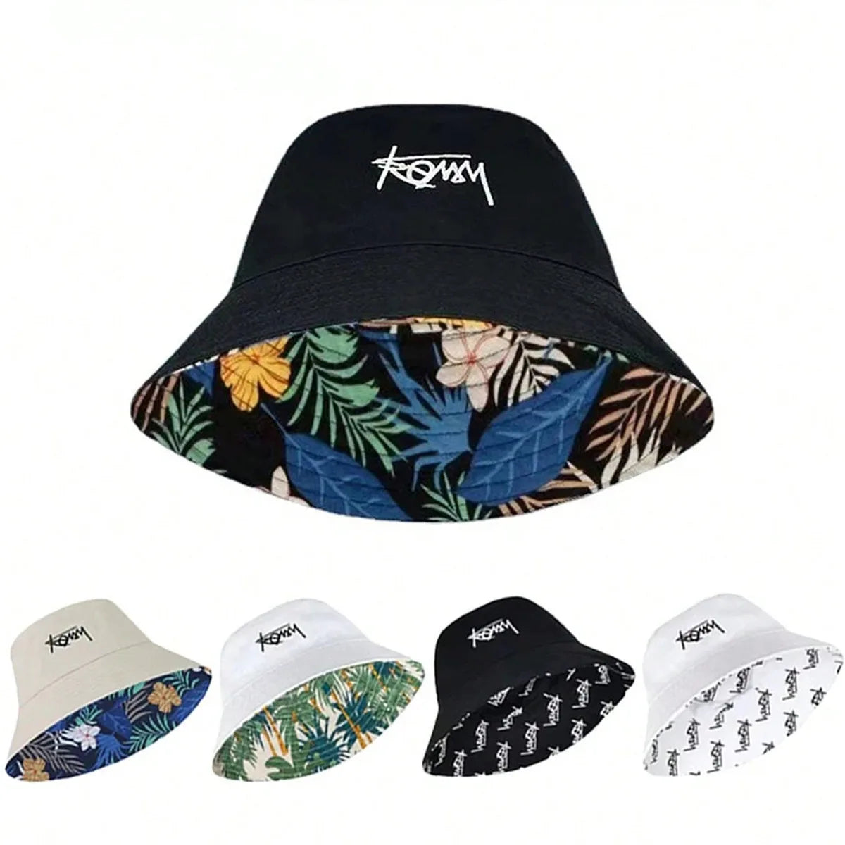 Unisex Double Sided Embroidered Fisherman Hat