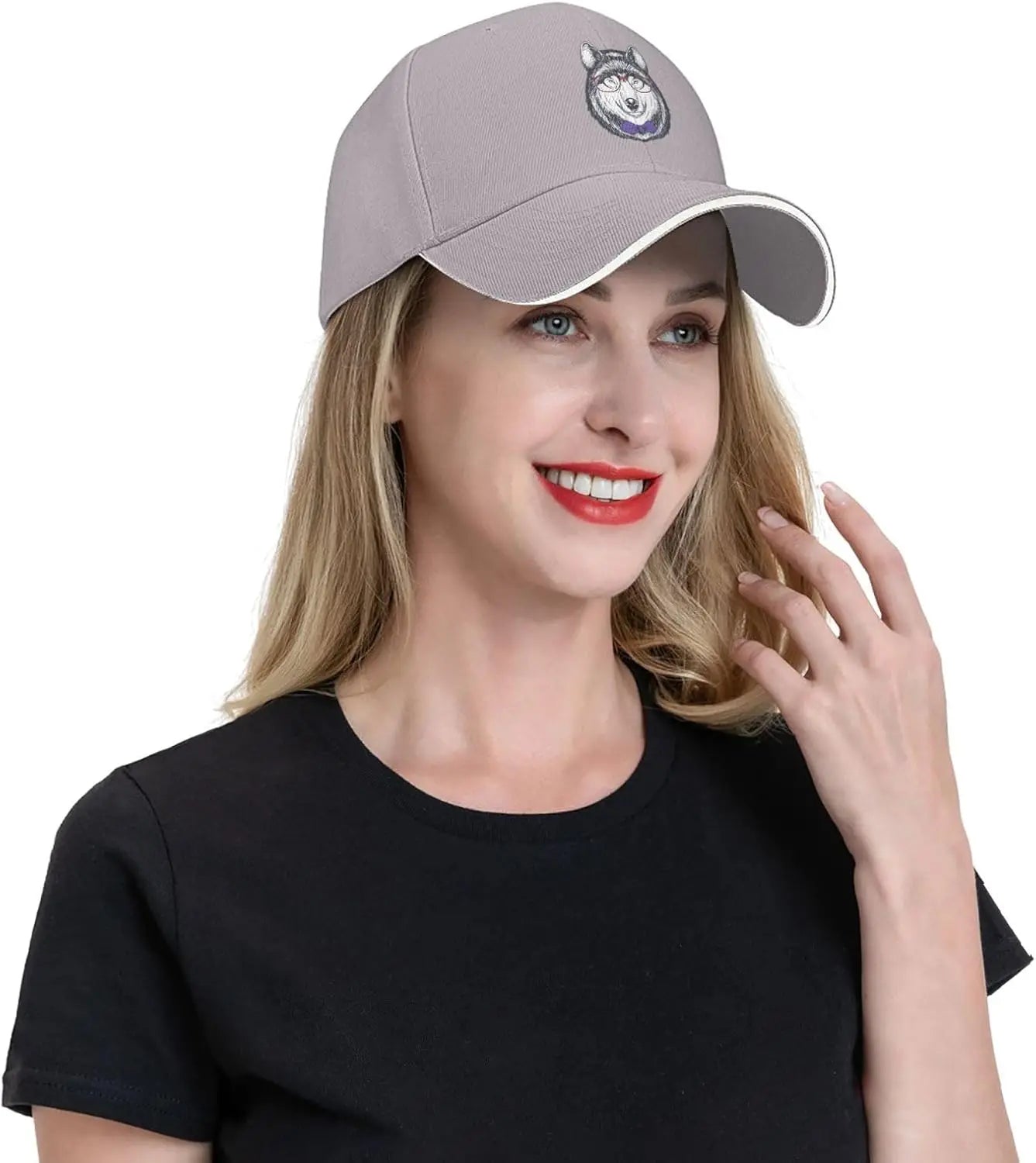 Husky Glasses Bow Tie Baseball Cap