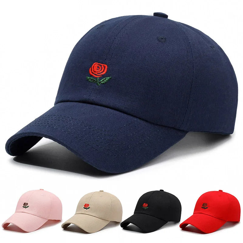 Rose Letter Embroidered Spring Baseball Cap