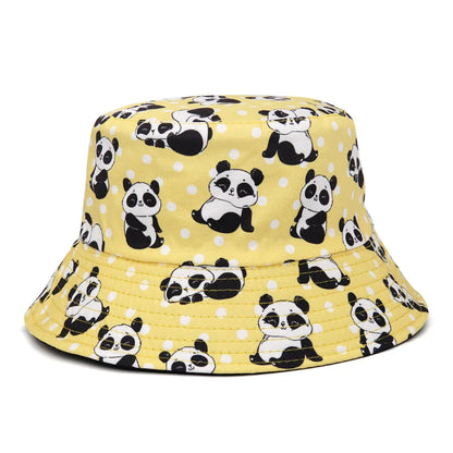 Kids Reversible Cartoon Panda Bucket Hat