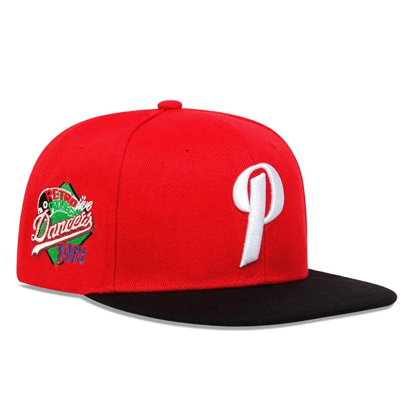 Unisex P Letter Embroidered Snapback Cap Outdoor Sports