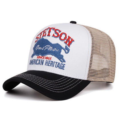 STETSON Red Bear Personalized Mesh Flat Brim Baseball Hat