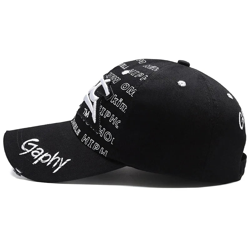 Korean Hip Hop Letter Embroidered Baseball Cap