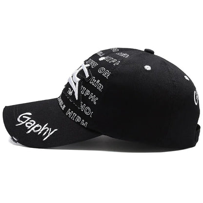 Korean Hip Hop Letter Embroidered Baseball Cap