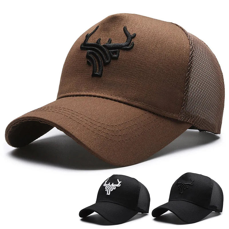 Unisex Animal Antlers Embroidery Baseball Net Caps