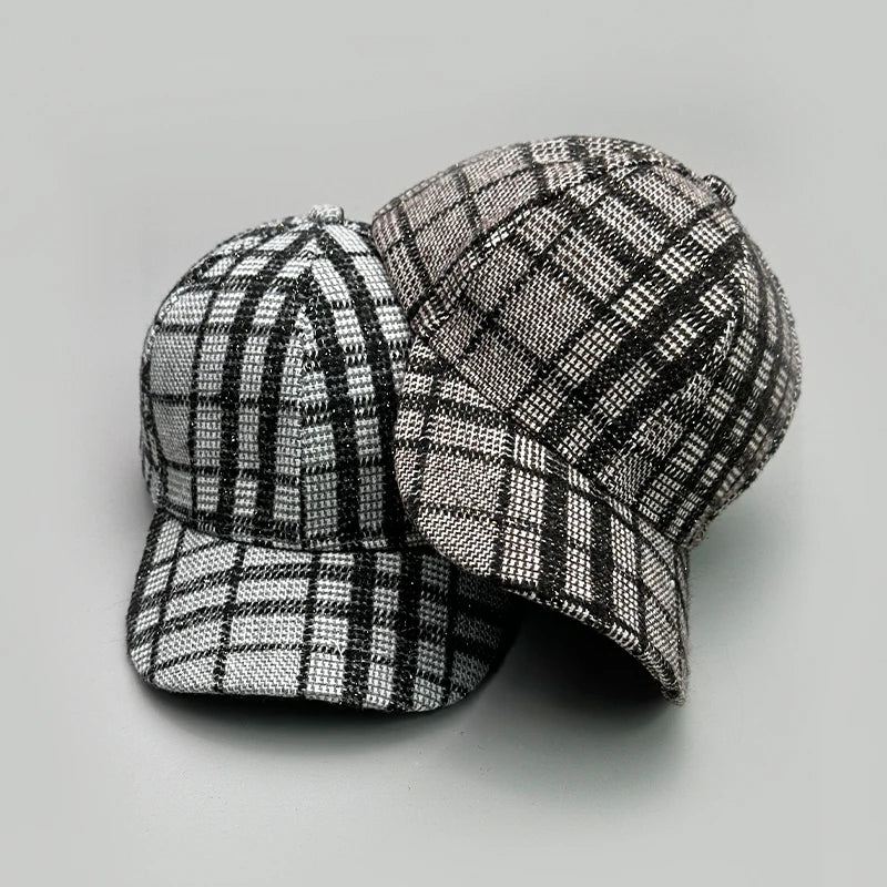 Versatile Color Block British Check Snapback Cap