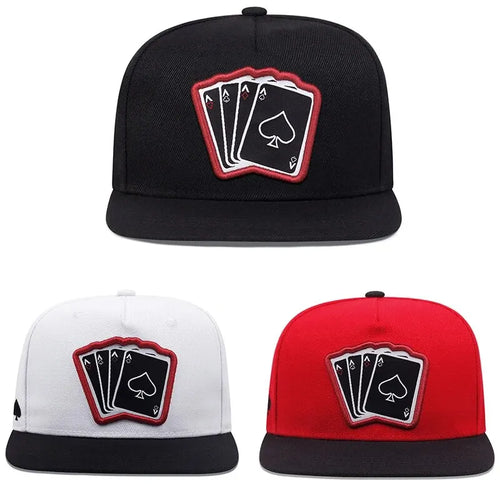 Playing Card Embroidery Snapback Hat Unisex