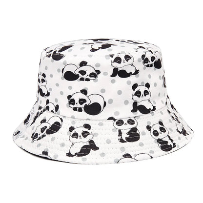 Kids Reversible Cartoon Panda Bucket Hat