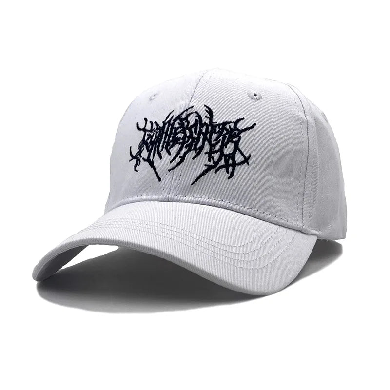 Gothic Punk Cotton Baseball Cap Embroidered Street Style