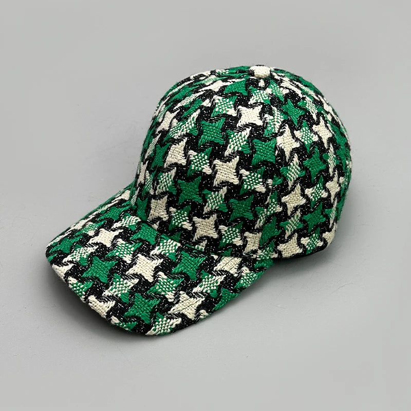 Versatile Color Block British Check Snapback Cap