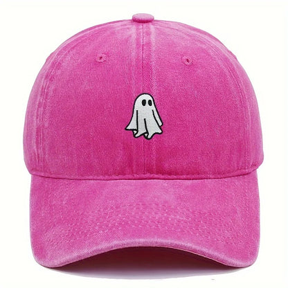 Ghost Pattern Embroidered Brim Halloween Cap