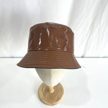 Laser Color Reversible Leather Bucket Hat Men Women