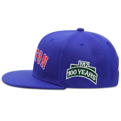 Boston Flat Edge Letter Embroidery Baseball Snapback Cap