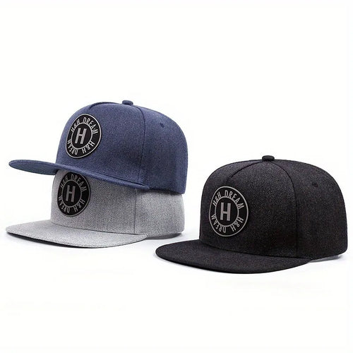 Round Logo H Embroidered Flat Brim Street Hip Hop Baseball Hat