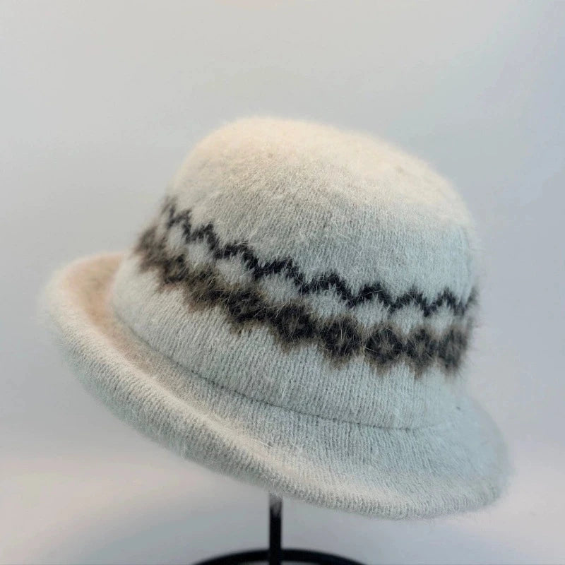 Jacquard Knitted Brimmed Winter Bucket Hat