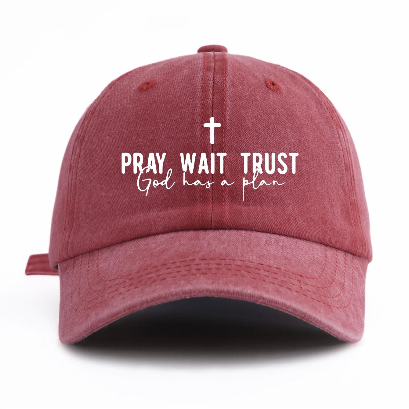 Pray Wait Trust Washed Retro Baseball Cap