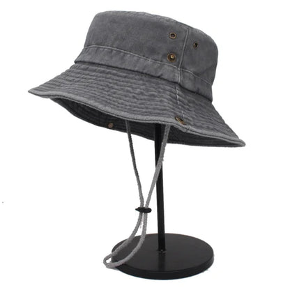 Wide Brim Washed Cotton Outdoor Bucket Hat