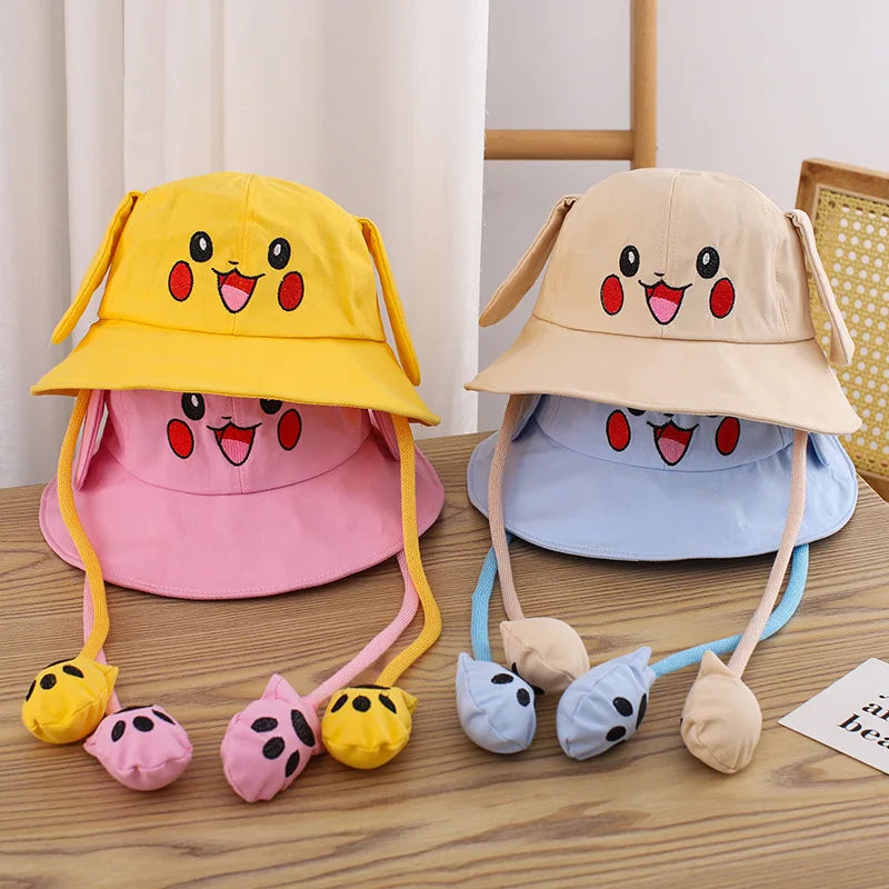 Kids Wide Brim Cotton Summer Bucket Hat