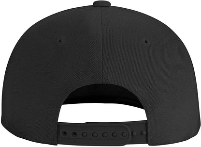 Skull Earphone Black Flat Bill Snapback Cap