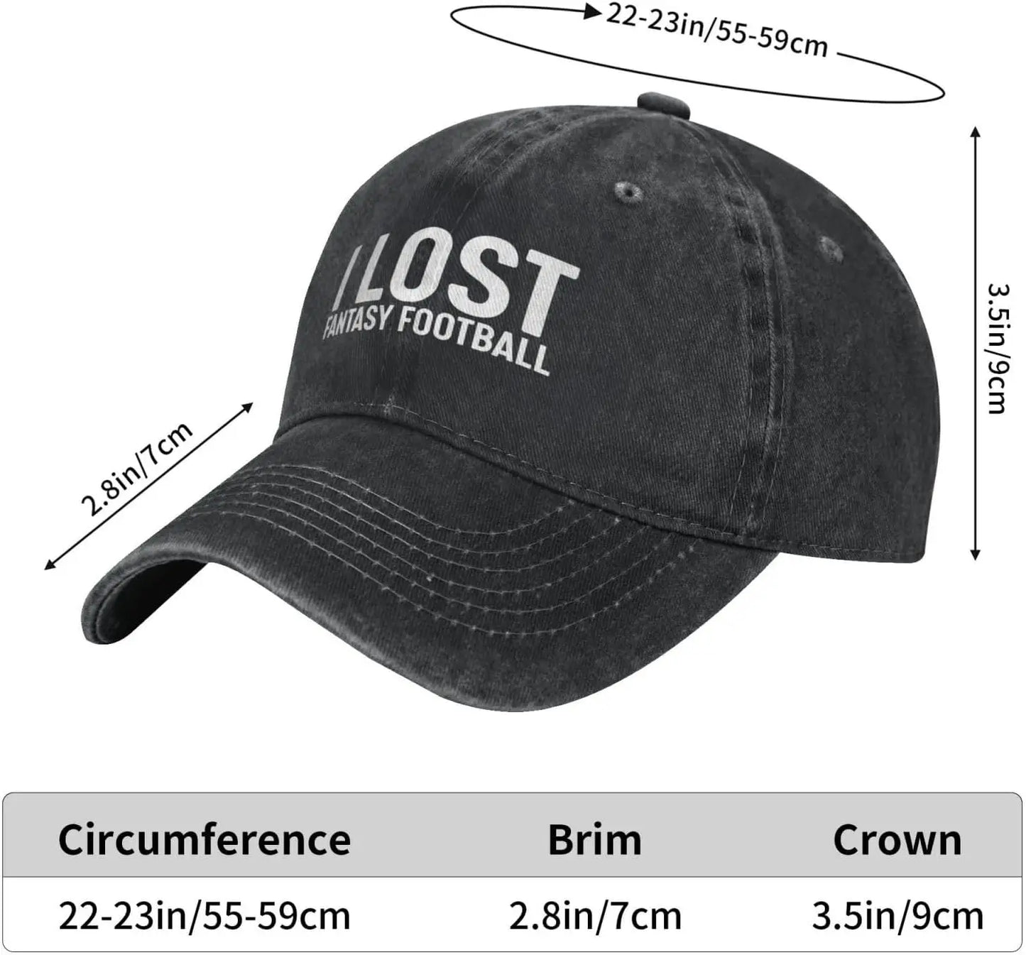 I Lost Fantasy Football Washed Denim Baseball Cap