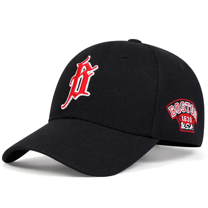 B letter side BOSTON Embroidery Baseball Cap