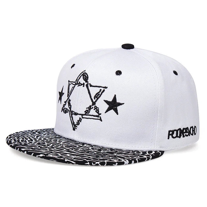 Star Embroidery Flat Brim Hip Hop Cap