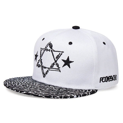 Star Embroidery Flat Brim Hip Hop Cap
