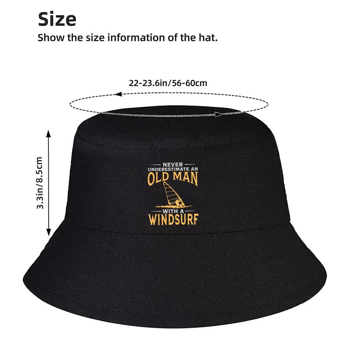 Old Man Windsurf Retro Beach Bucket Hat