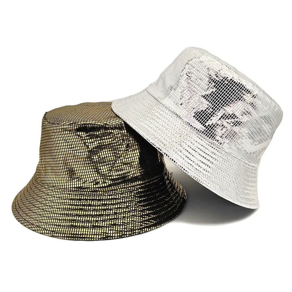Golden Silver Plaid Bucket Hat