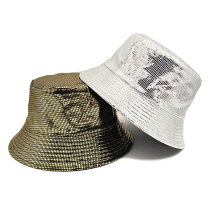 Golden Silver Plaid Bucket Hat