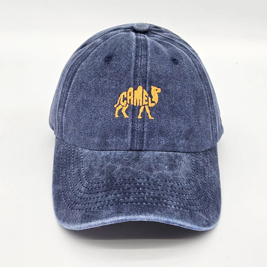 Camel Embroidered Vintage Cotton Baseball Cap