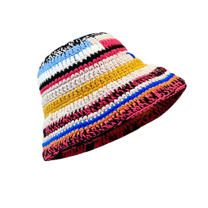 Striped Handmade Knitted Winter Bucket Hat
