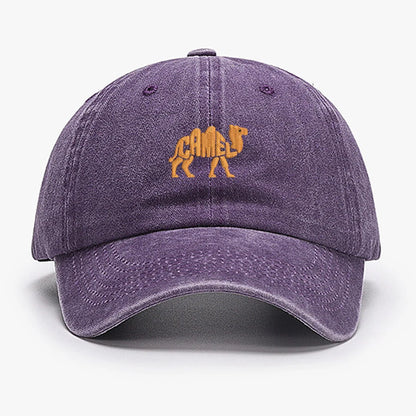 Camel Embroidered Vintage Cotton Baseball Cap