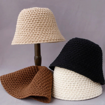 Color Block Knitted Foldable Bucket Hat
