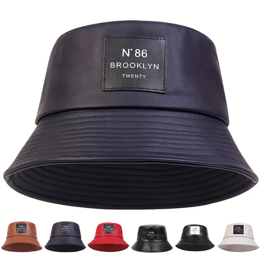 Unisex Brooklyn PU Leather Panama Bucket Hat