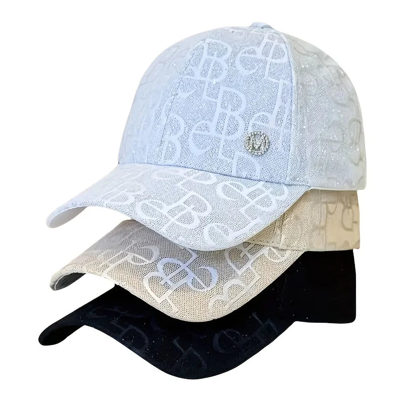 Lightweight Glittery Baimei Logo Adjustable Baseball Cap