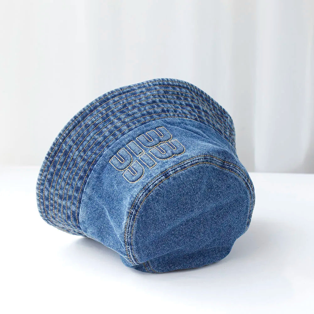 Cool Blue Cowboy Denim String Summer Bucket Hat