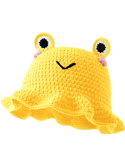 Hand Woven Frog Ruffled Fisherman Bucket Hat