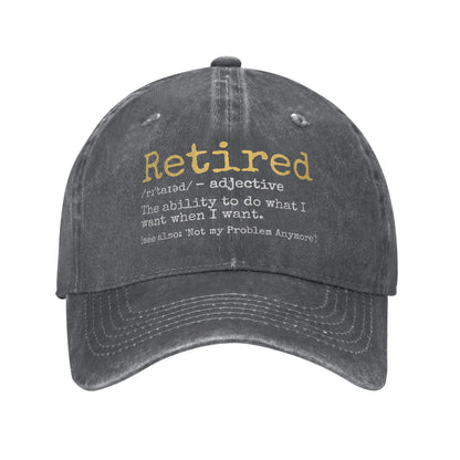 Retired Definition Funny Retirement Distressed Baseball Cap